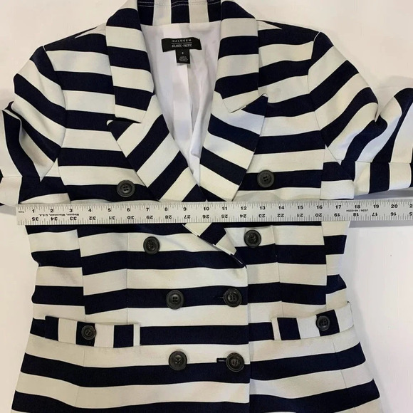 Halogen Atlantic-Pacific Women's 8 Button Classic Stripe Blazer Size 8 - Picture 9 of 11